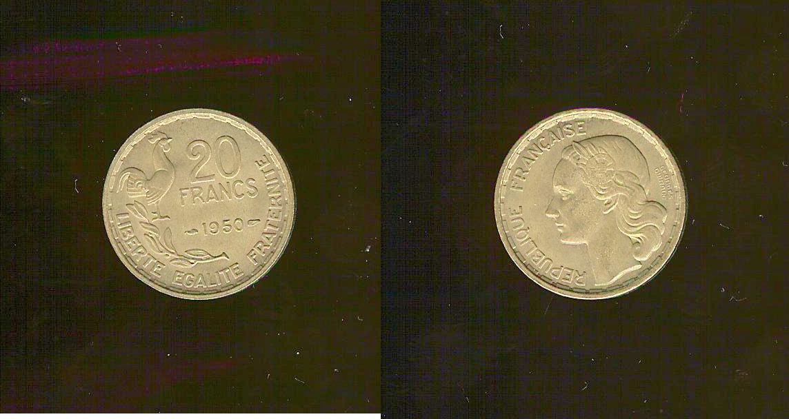 20 francs Georges Guiraud, 3 faucilles 1950 SPL